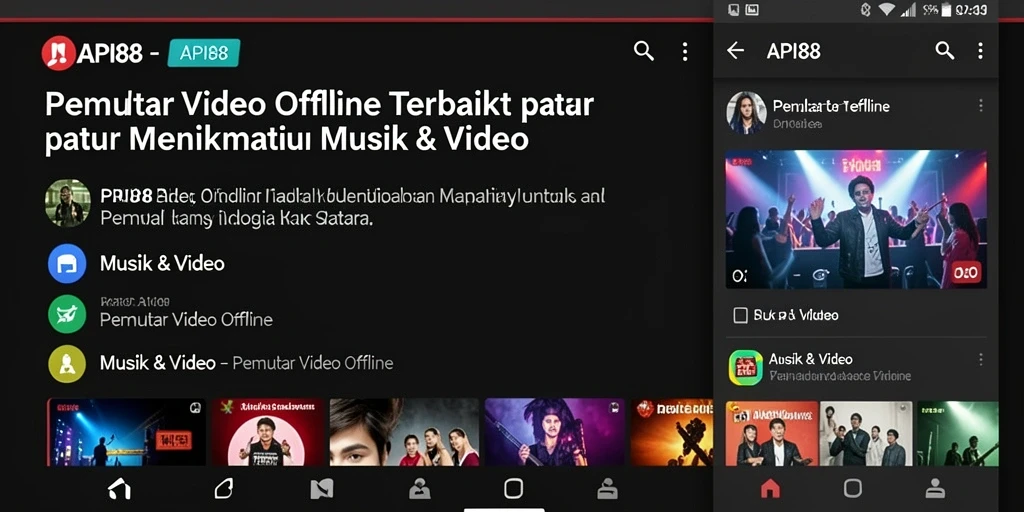 Antarmuka pengguna API88 menampilkan pemutar video yang intuitif dan menarik.