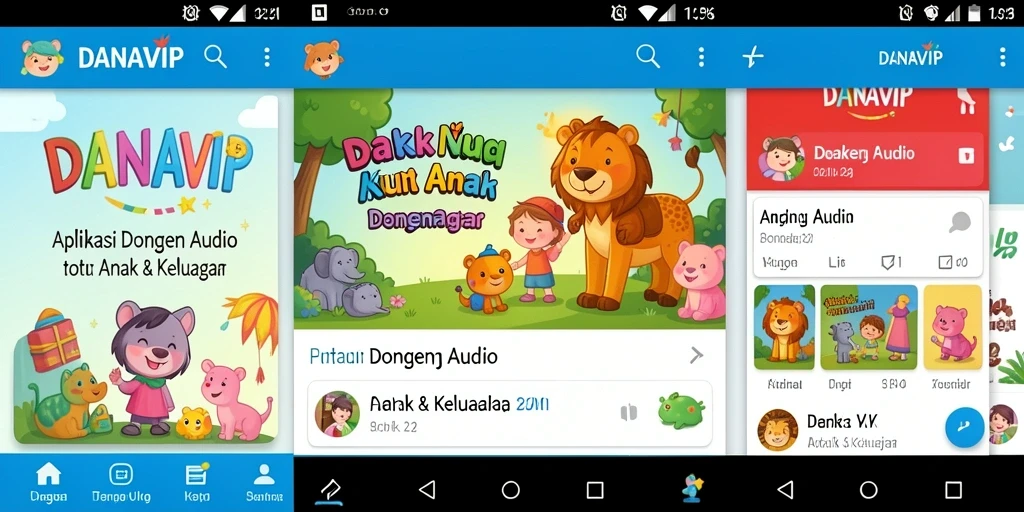 Antarmuka pengguna DANAVIP yang menarik dan fungsional untuk dongeng audio.