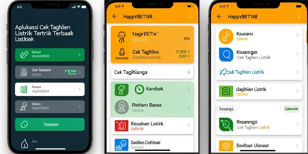Antarmuka aplikasi HAPPYBET188 untuk Cek Tagihan Listrik.