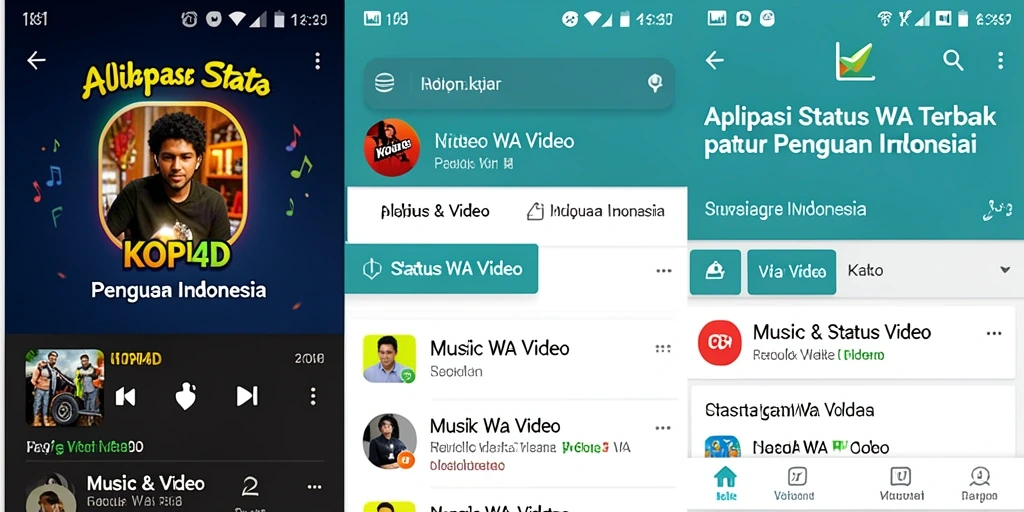 Antarmuka KOPI4D menampilkan berbagai pilihan video status yang menarik.