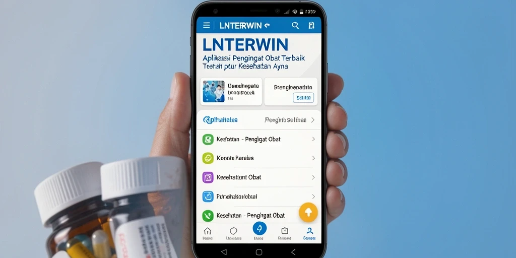 Tampilan antarmuka aplikasi Pengingat Obat LNTERWIN yang sederhana dan informatif.