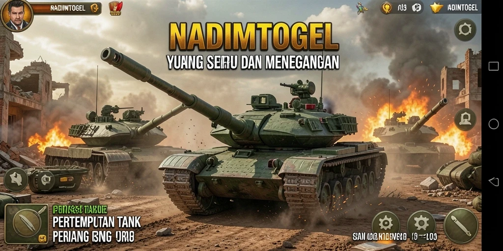 Tampilan antarmuka pertempuran tank yang mendebarkan.
