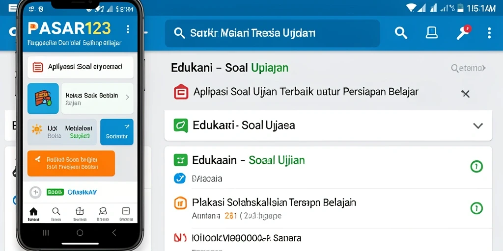 Tampilan antarmuka penggunaan PASAR123 untuk belajar soal ujian.