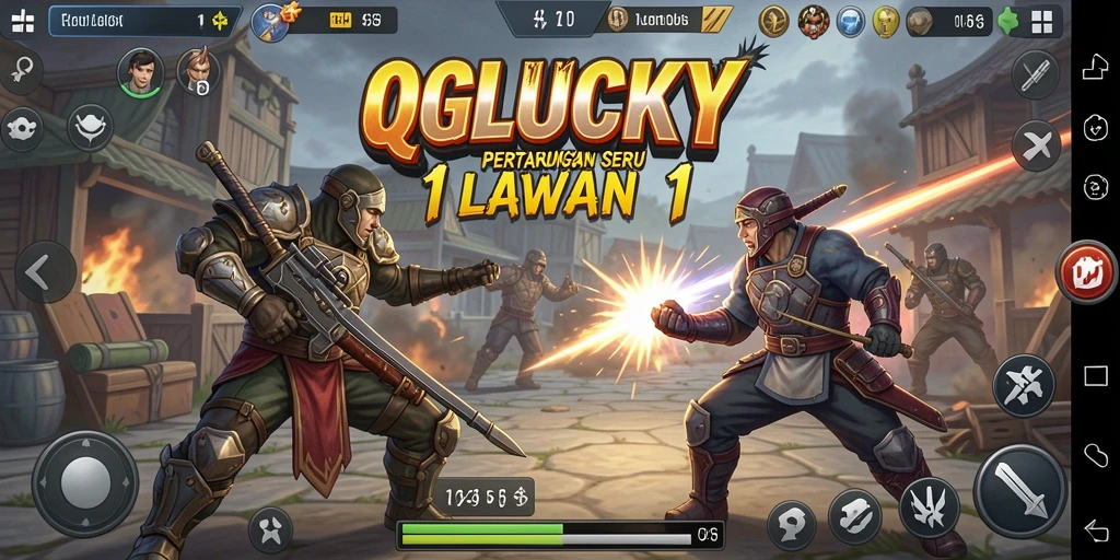 Tampilan antarmuka permainan QGLUCKY saat bertempur 1 lawan 1.