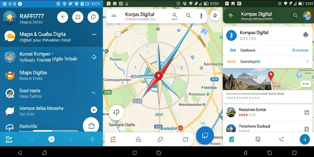 Tampilan antarmuka kompas digital yang sederhana dan fungsional.